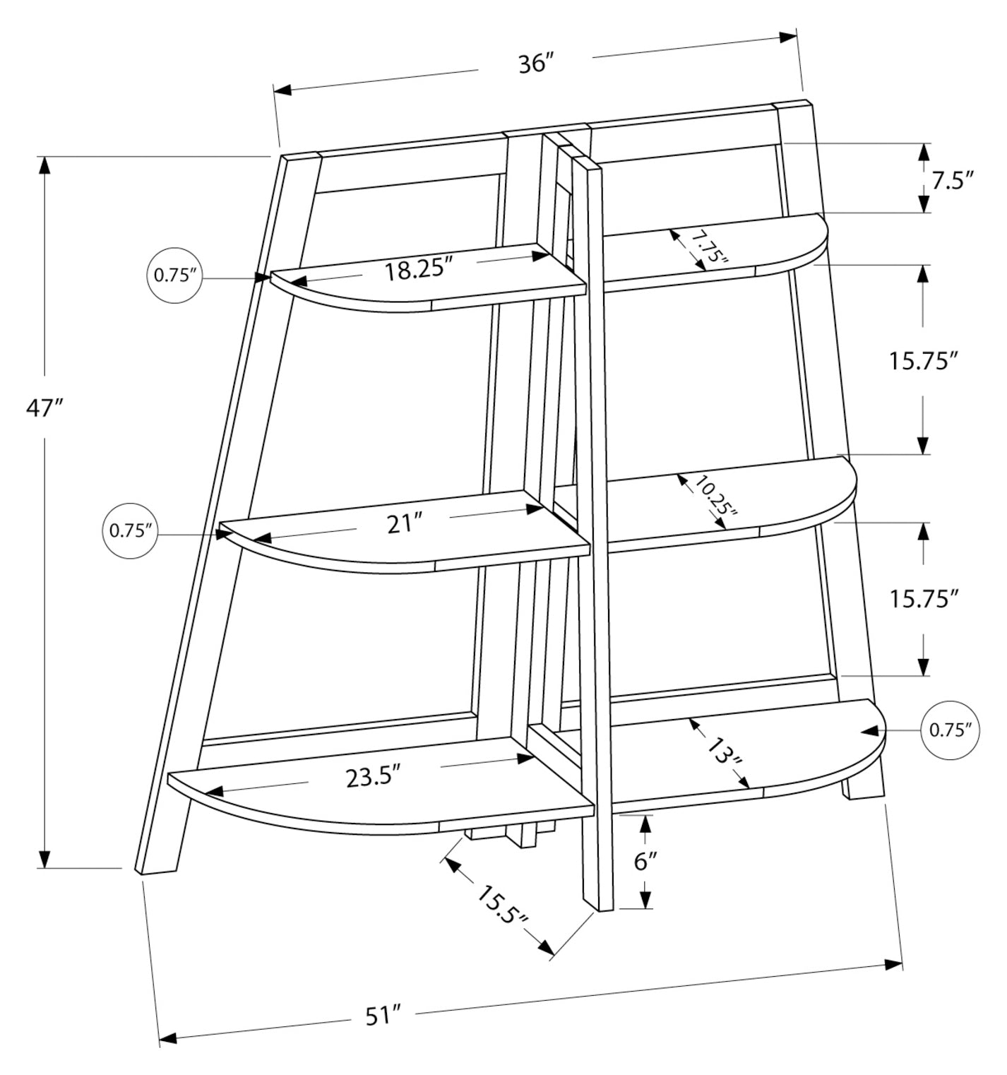 Bookcase- 48"/ Three color choices/ Contemporary