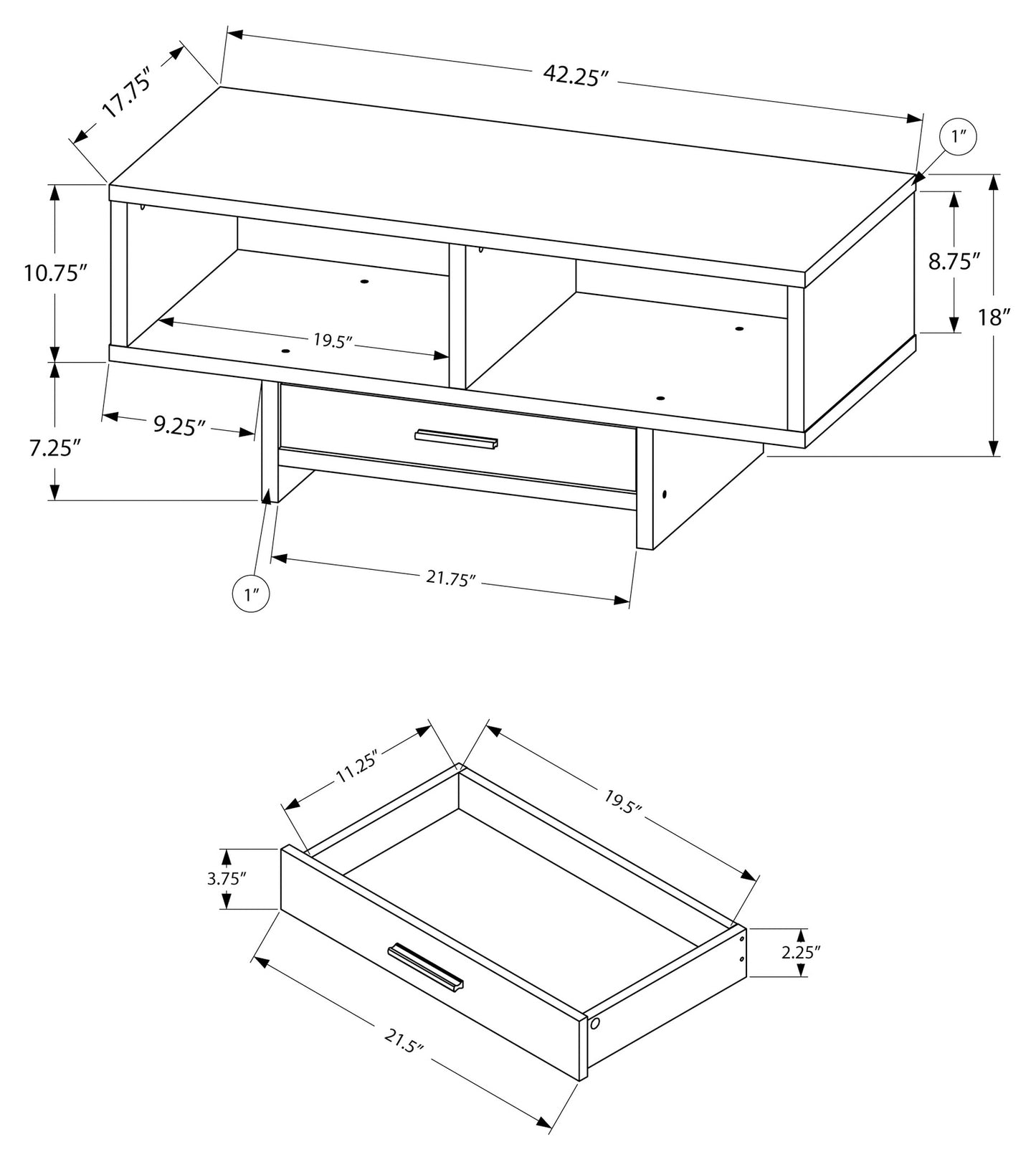 COFFEE TABLE - BLACK / GREY RECLAIMED WOOD-LOOK