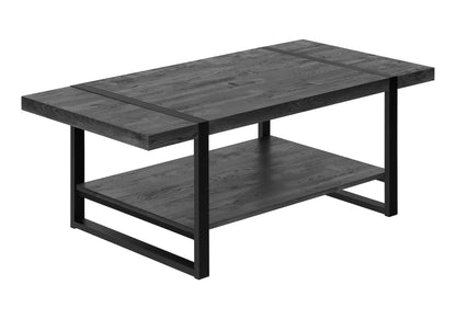 COFFEE TABLE - BLACK RECLAIMED WOOD-LOOK / BLACK METAL