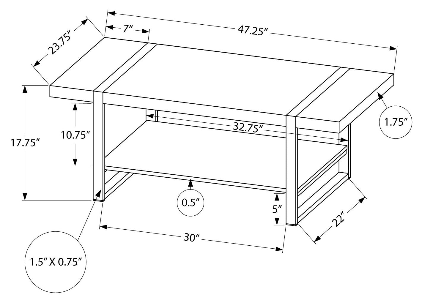 COFFEE TABLE - BLACK RECLAIMED WOOD-LOOK / BLACK METAL