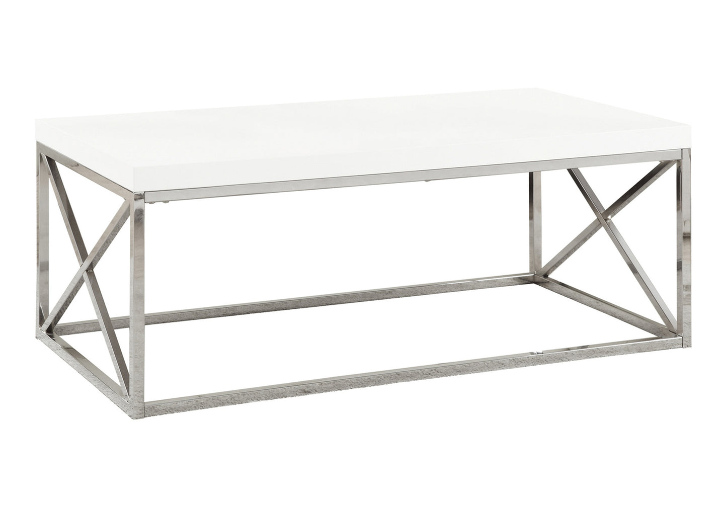 COFFEE TABLE - GLOSSY WHITE WITH CHROME METAL