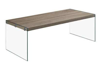 COFFEE TABLE - DARK TAUPE WITH TEMPERED GLASS