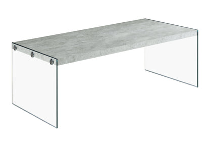 COFFEE TABLE - GREY CEMENT WITH TEMPERED GLASS