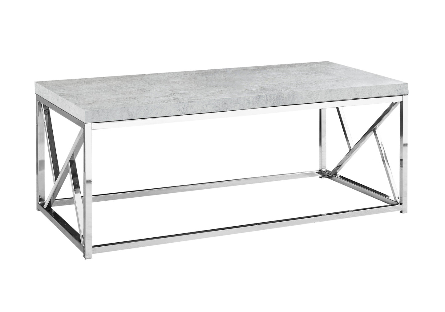 COFFEE TABLE - GREY CEMENT WITH CHROME METAL