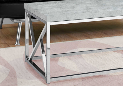 COFFEE TABLE - GREY CEMENT WITH CHROME METAL