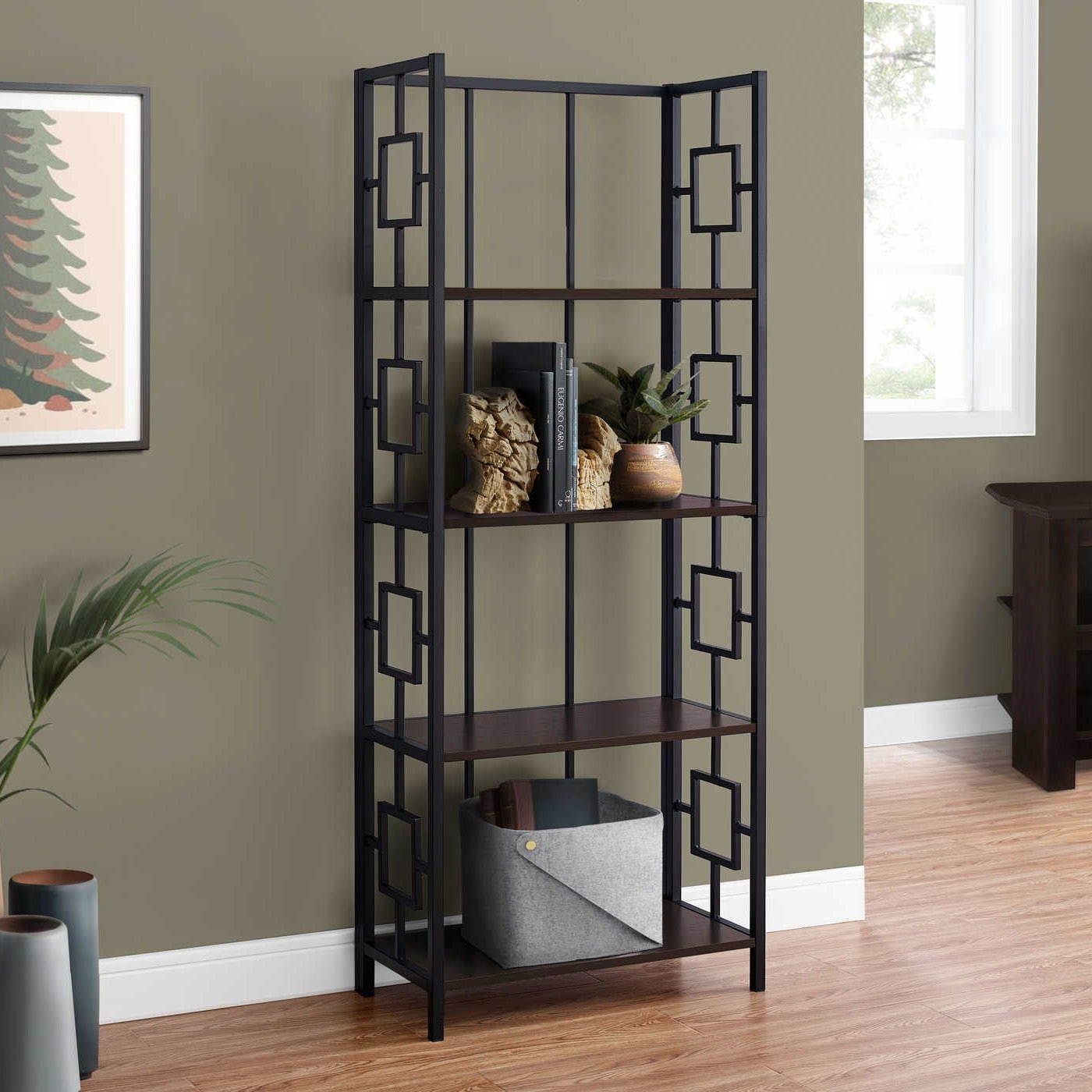 Bookcase/ Bookshelf/ 4 Tier, 62"/ Office/ Espresso /Contemporary, Modern