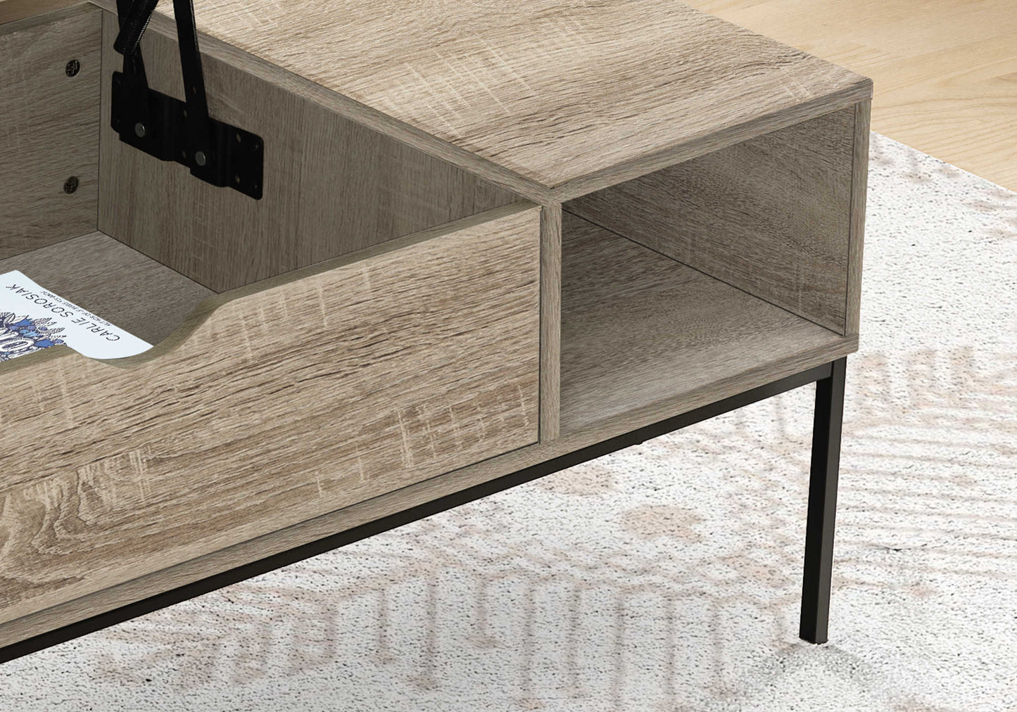 Coffee Table, 42" L, Rectangular, Cocktail, Lift-top, Contemporary, Modern