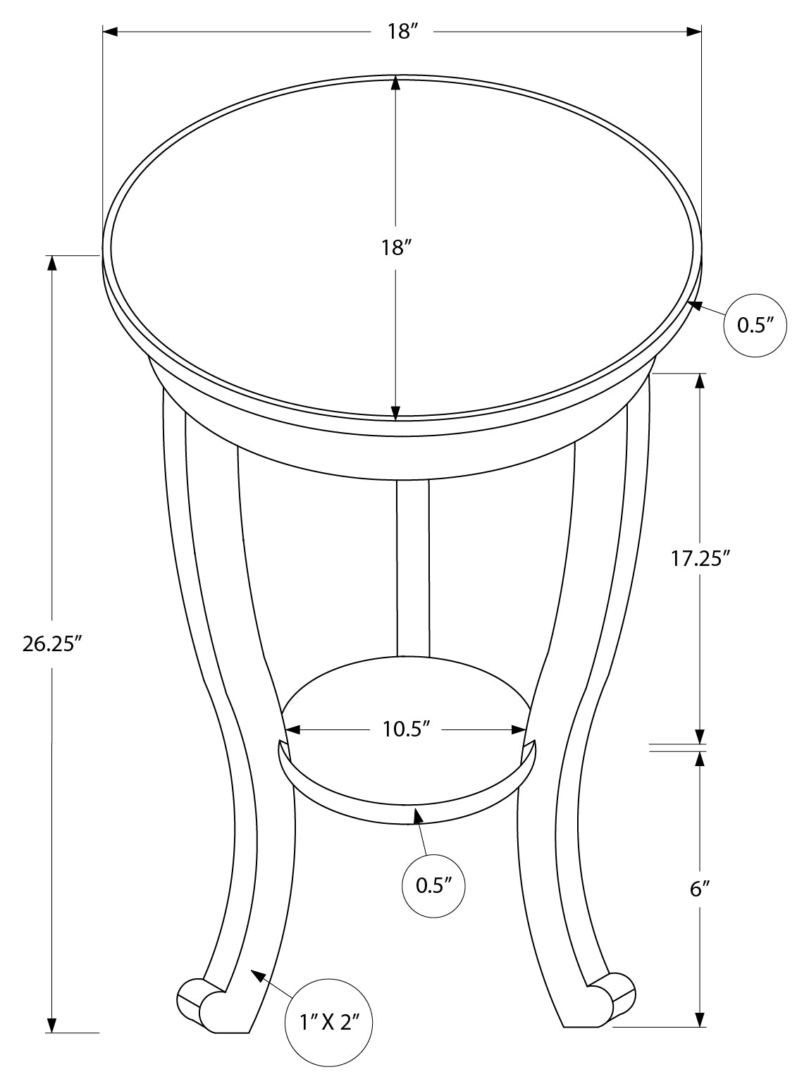 Accent Table/ Dark Walnut Veneer/ 24"H