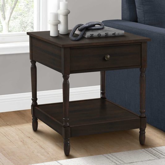 Accent Table/ Dark Walnut Veneer/ 25:H