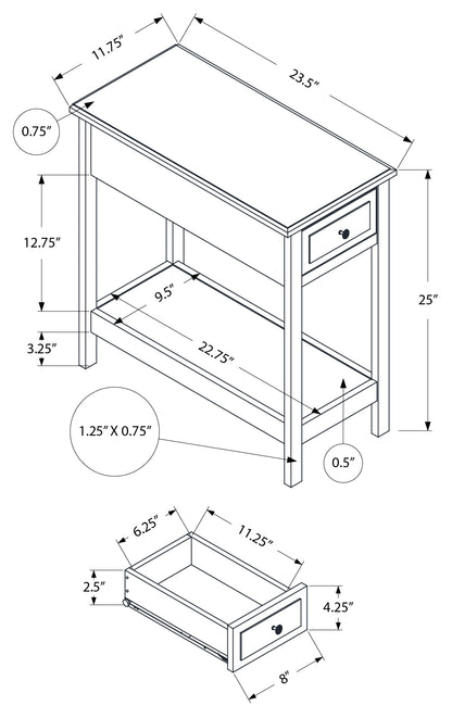 Accent Table/ Dark Walnut Veneer/ 25"H