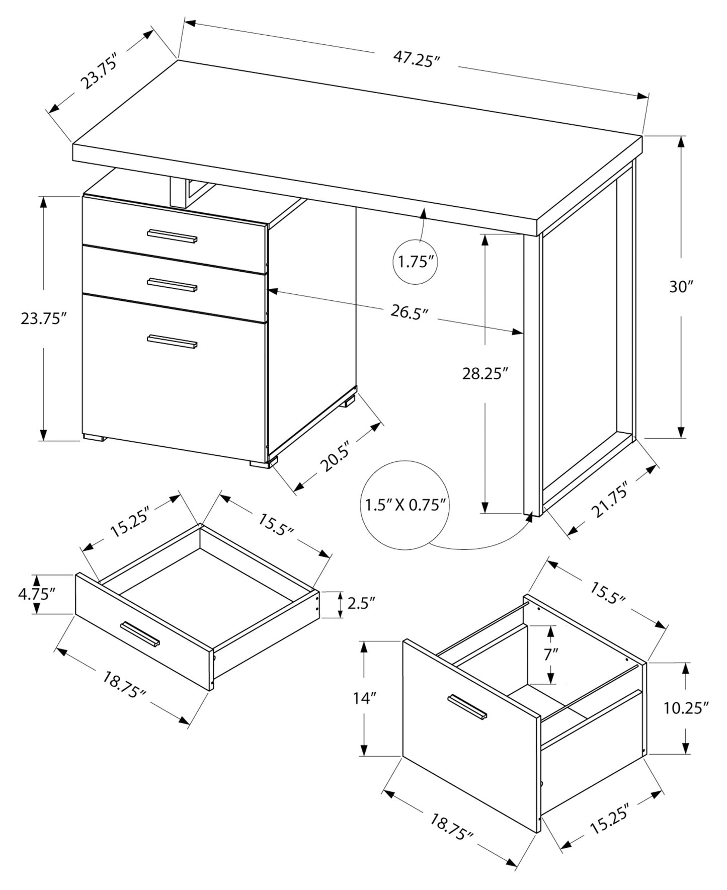 COMPUTER DESK - 48"L / ESPRESSO LEFT OR RIGHT FACING