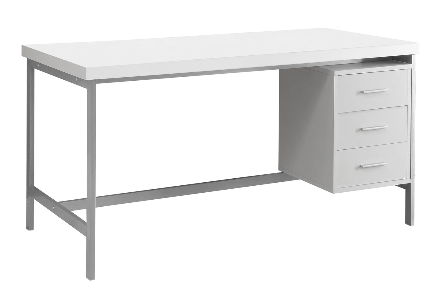 COMPUTER DESK - 60"L / WHITE / SILVER METAL