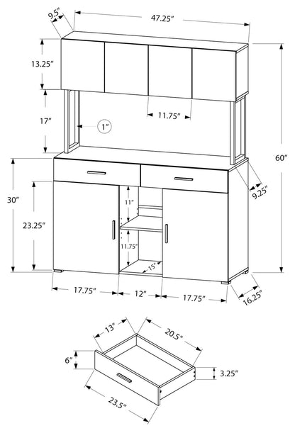 OFFICE CABINET - 48"L / DARK TAUPE STORAGE CREDENZA