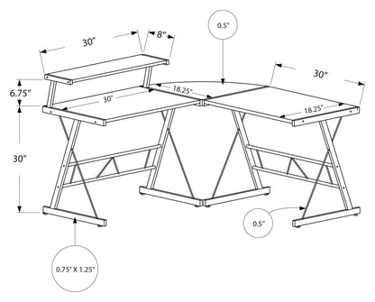 COMPUTER DESK - ESPRESSO TOP / SILVER METAL