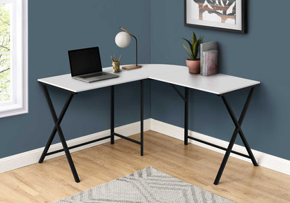 COMPUTER DESK - 55"L SHAPE /THREE COLOR CHOICES/ BLACK METAL LEGS / MODERN