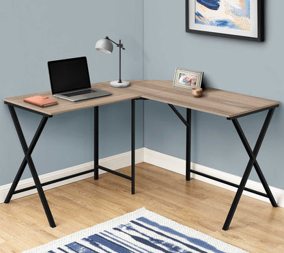 COMPUTER DESK - 55"L SHAPE /THREE COLOR CHOICES/ BLACK METAL LEGS / MODERN