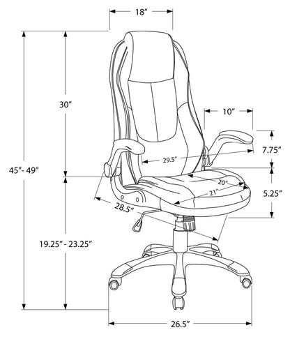 OFFICE CHAIR - BLACK LEATHER-LOOK / HIGH BACK EXECUTIVE