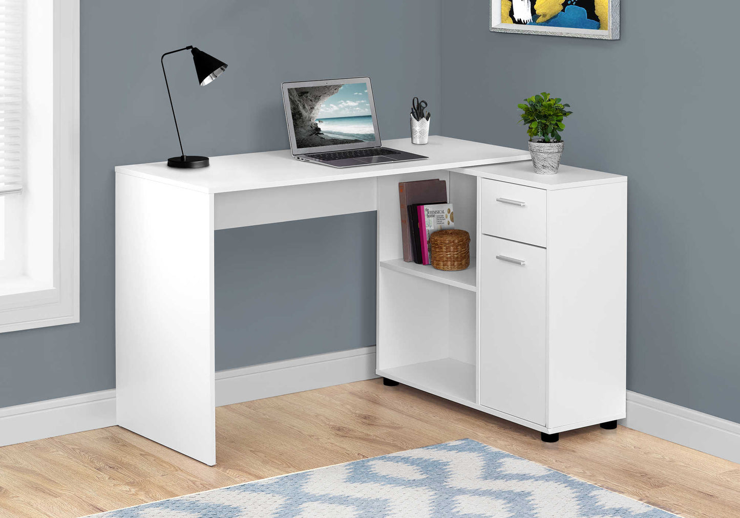 Computer Desk- 46"L  W/Storage Cabinet-Five Color Choices