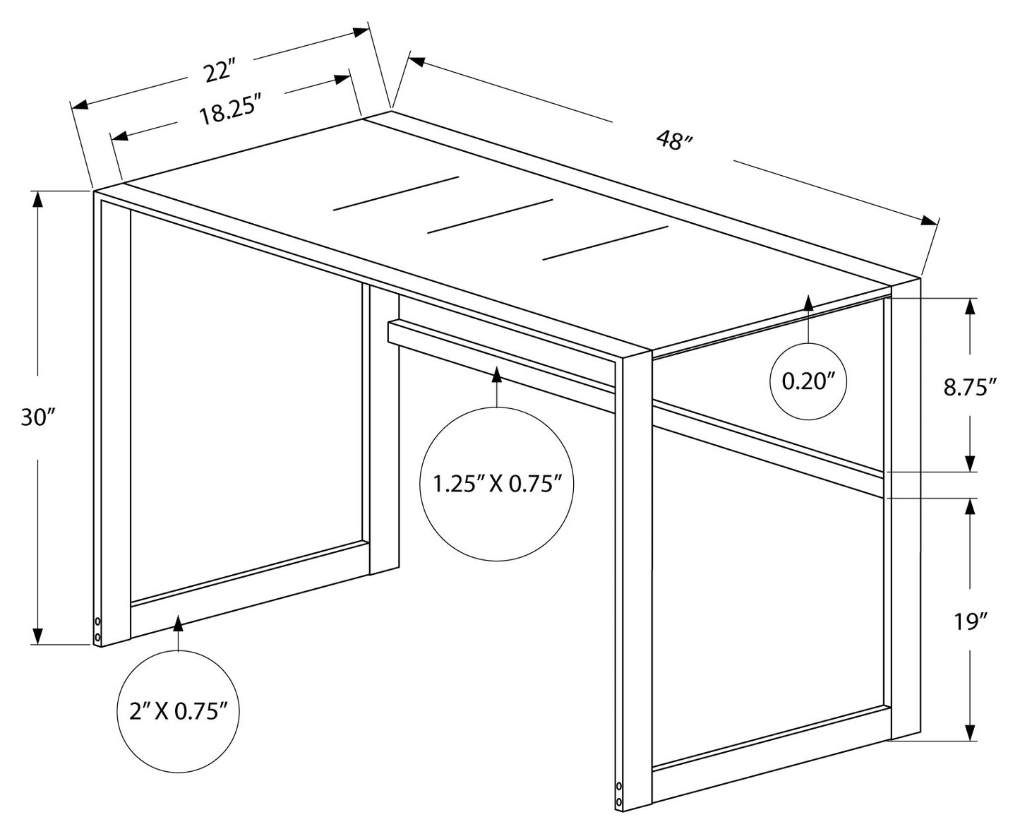 Computer Desk 48"/ Tempered Glass Top/Two Color Choices