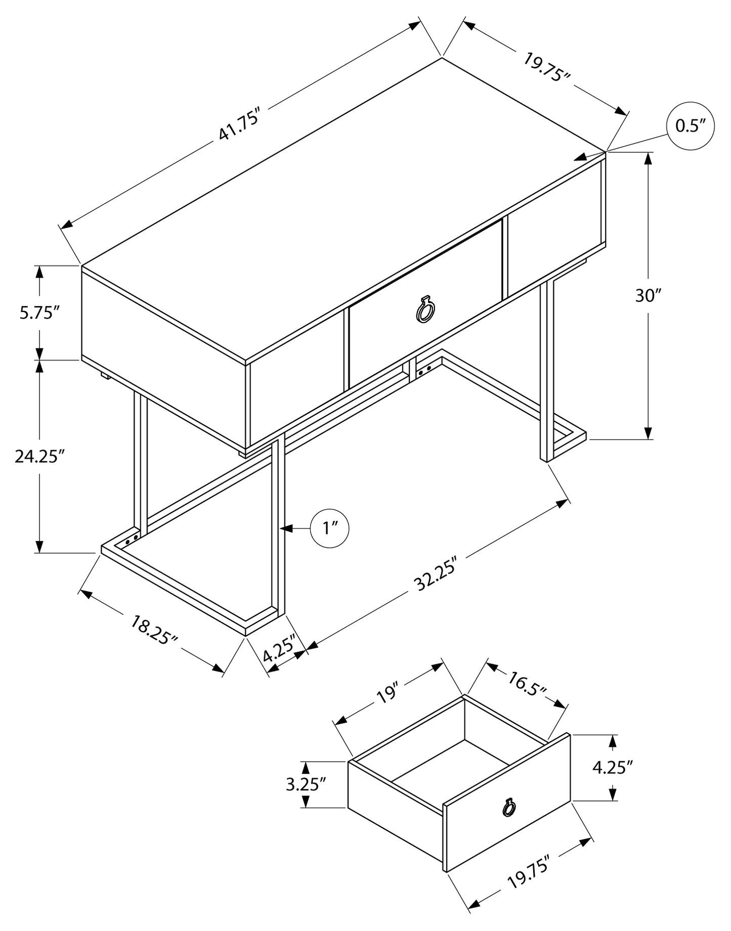 Computer Desk/ Writing Desk 42" Minimalist