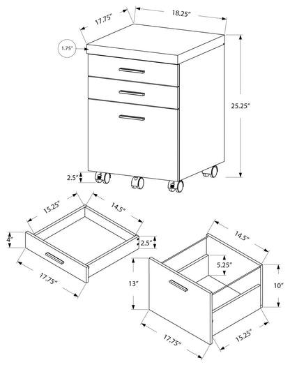 Filing Cabinet- 3 Drawer/ Seven Color Choices/ on Casters