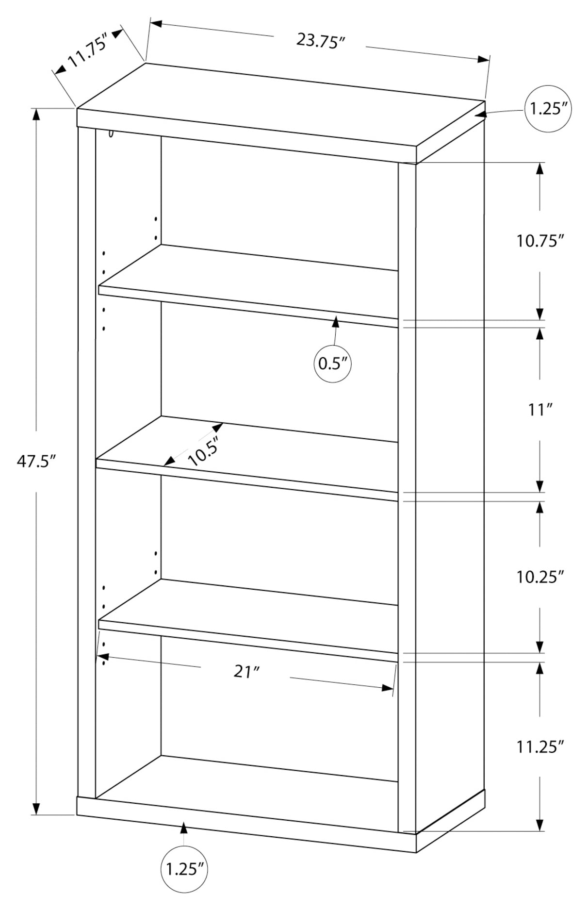 Bookcase 48" Adjustable Shelves/Six Color  Choices