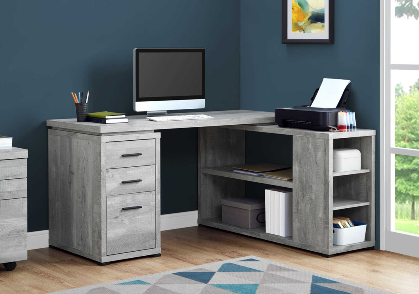 COMPUTER DESK - LEFT OR RIGHT FACING CORNER/ SEVEN FINISH CHOICES