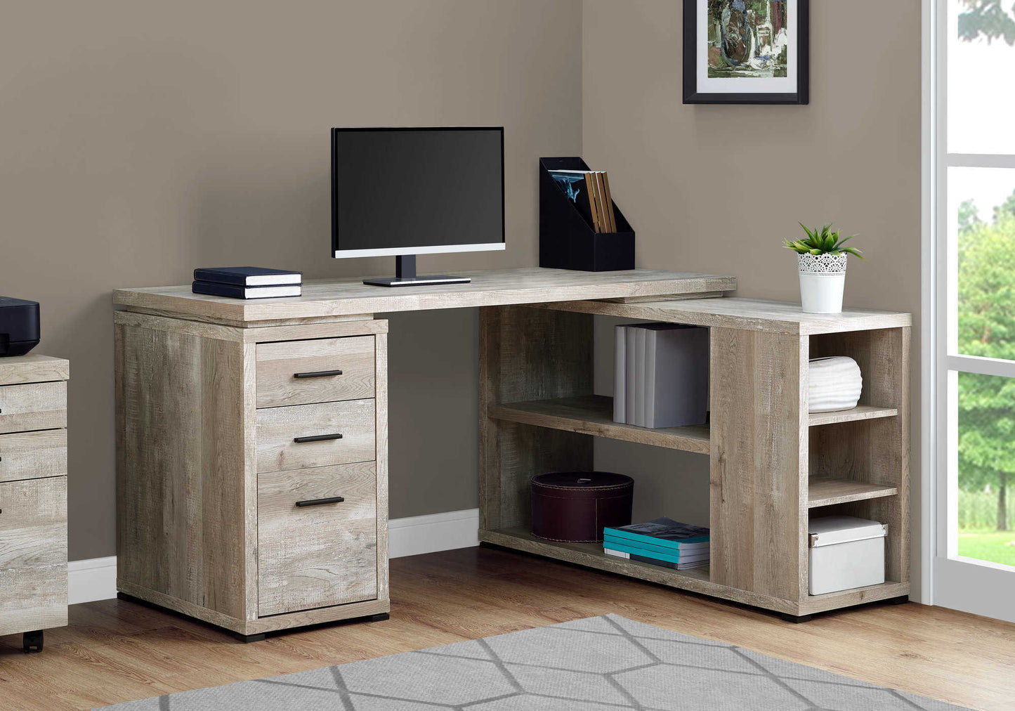 COMPUTER DESK - LEFT OR RIGHT FACING CORNER/ SEVEN FINISH CHOICES