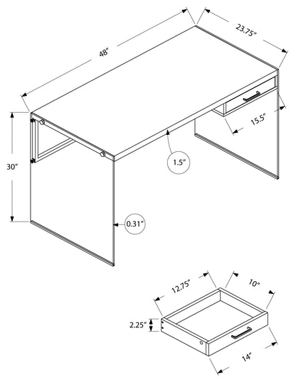 Computer Desk. 48" Two Color Choices/Glass Panels.