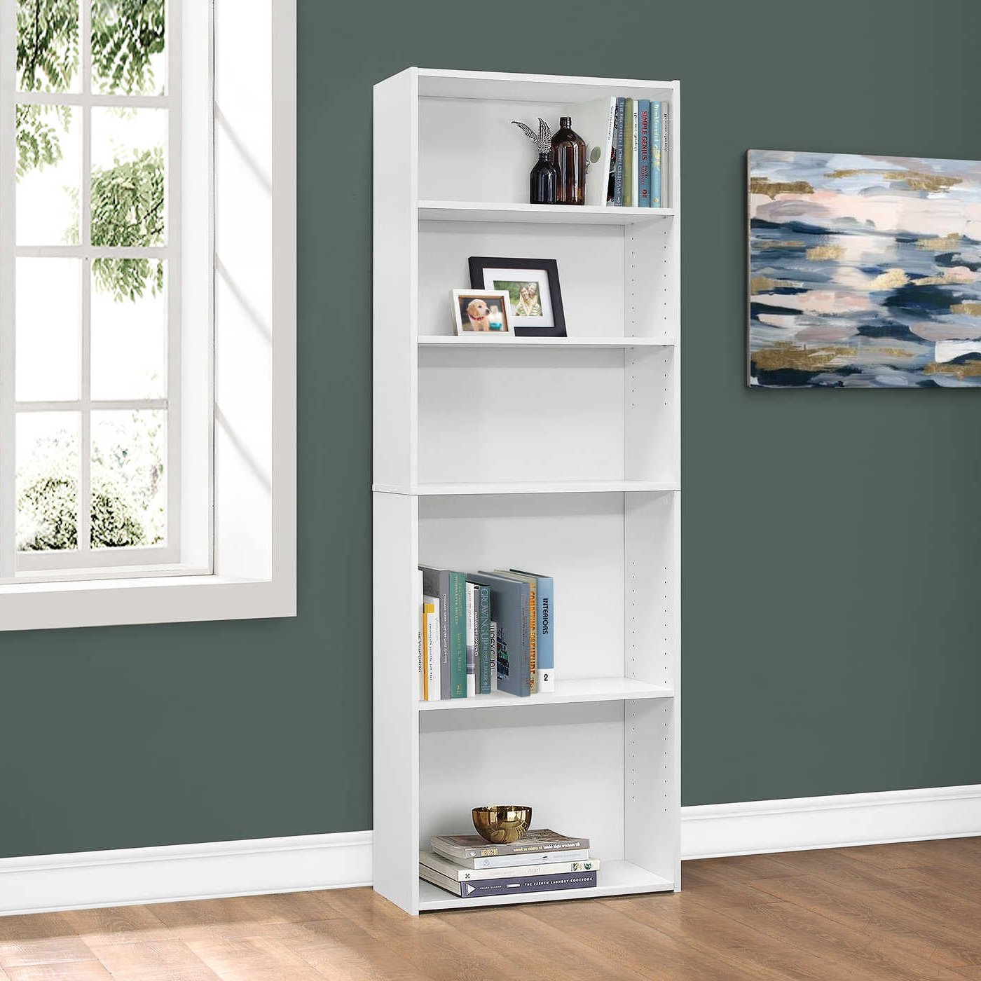 Bookcase- 72"/ 5 Shelf/ Four Color Choices