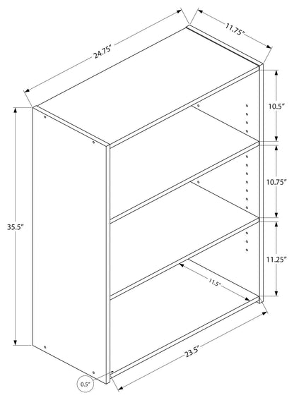 Bookcase- Three Shelves/ Three Color Choices