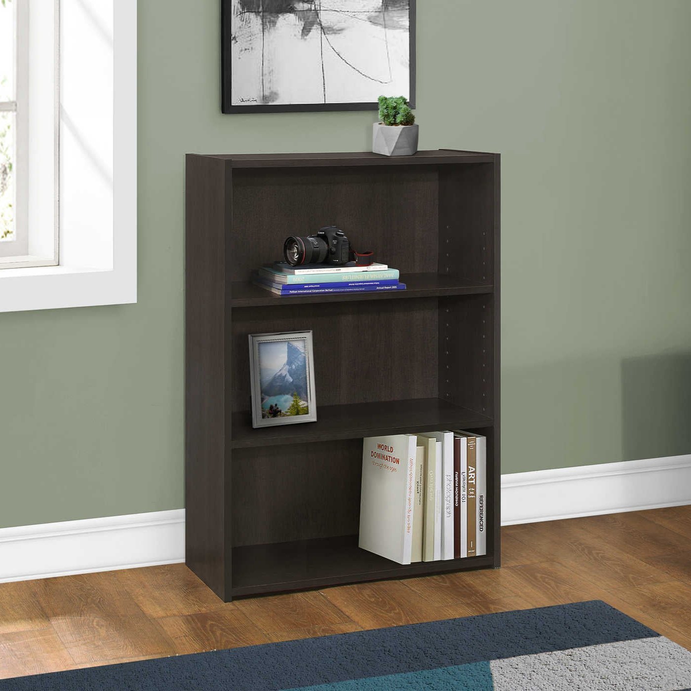 Bookcase- Three Shelves/ Three Color Choices