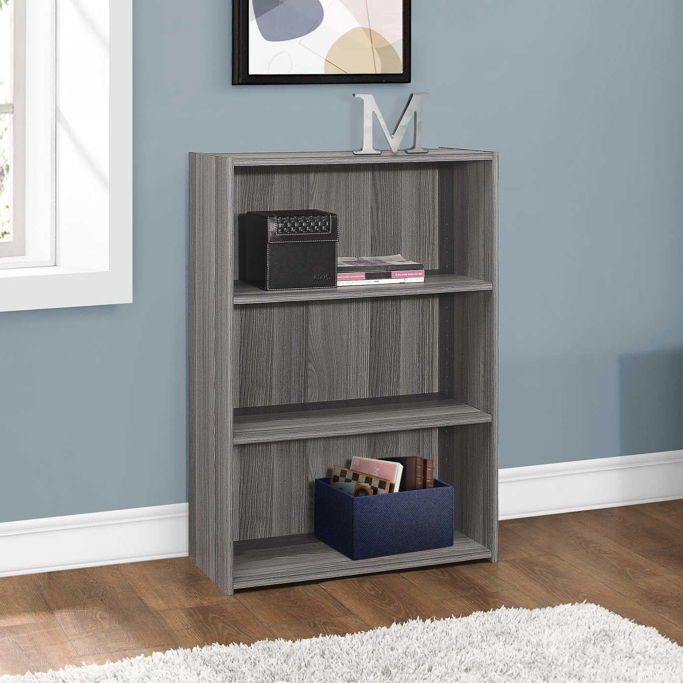 Bookcase- Three Shelves/ Three Color Choices