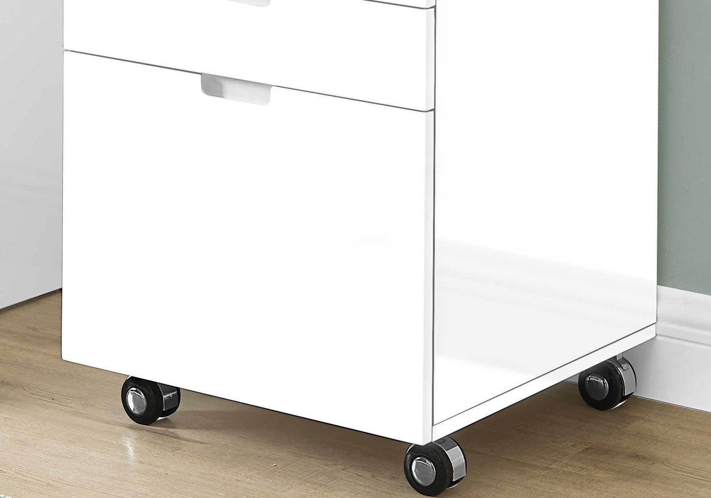 File Cabinet, Rolling Mobile, Storage Drawers, Printer Stand, Office, Work, Glossy White Laminate, Contemporary, Modern