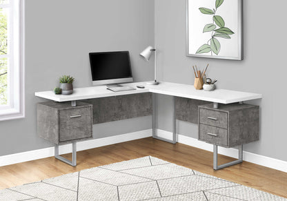 COMPUTER DESK - 70"L / DARK TAUPE LEFT OR RIGHT FACING GREY LEGS