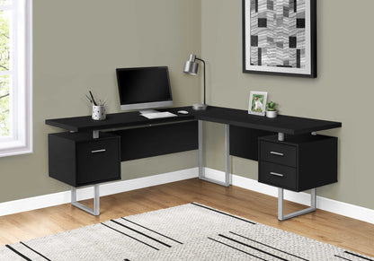 COMPUTER DESK - 70"L / DARK TAUPE LEFT OR RIGHT FACING GREY LEGS