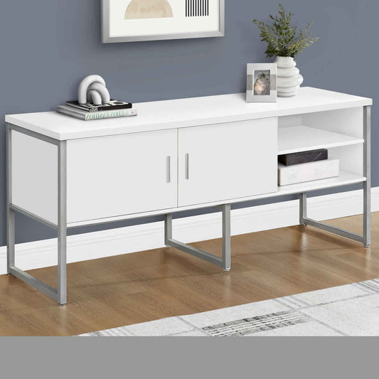 OFFICE CREDENZA - 72"L WHITE / SILVER COMMERCIAL GRADE