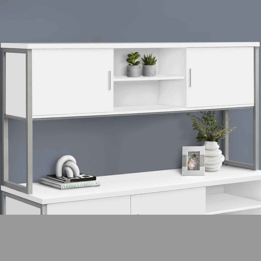 OFFICE HUTCH - 72"L WHITE / SILVER COMMERCIAL GRADE