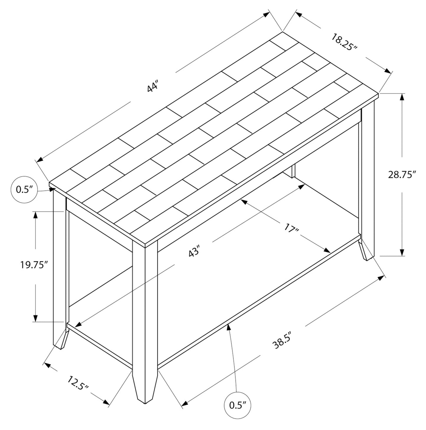 ACCENT TABLE - 44"L / ESPRESSO MARBLE TOP