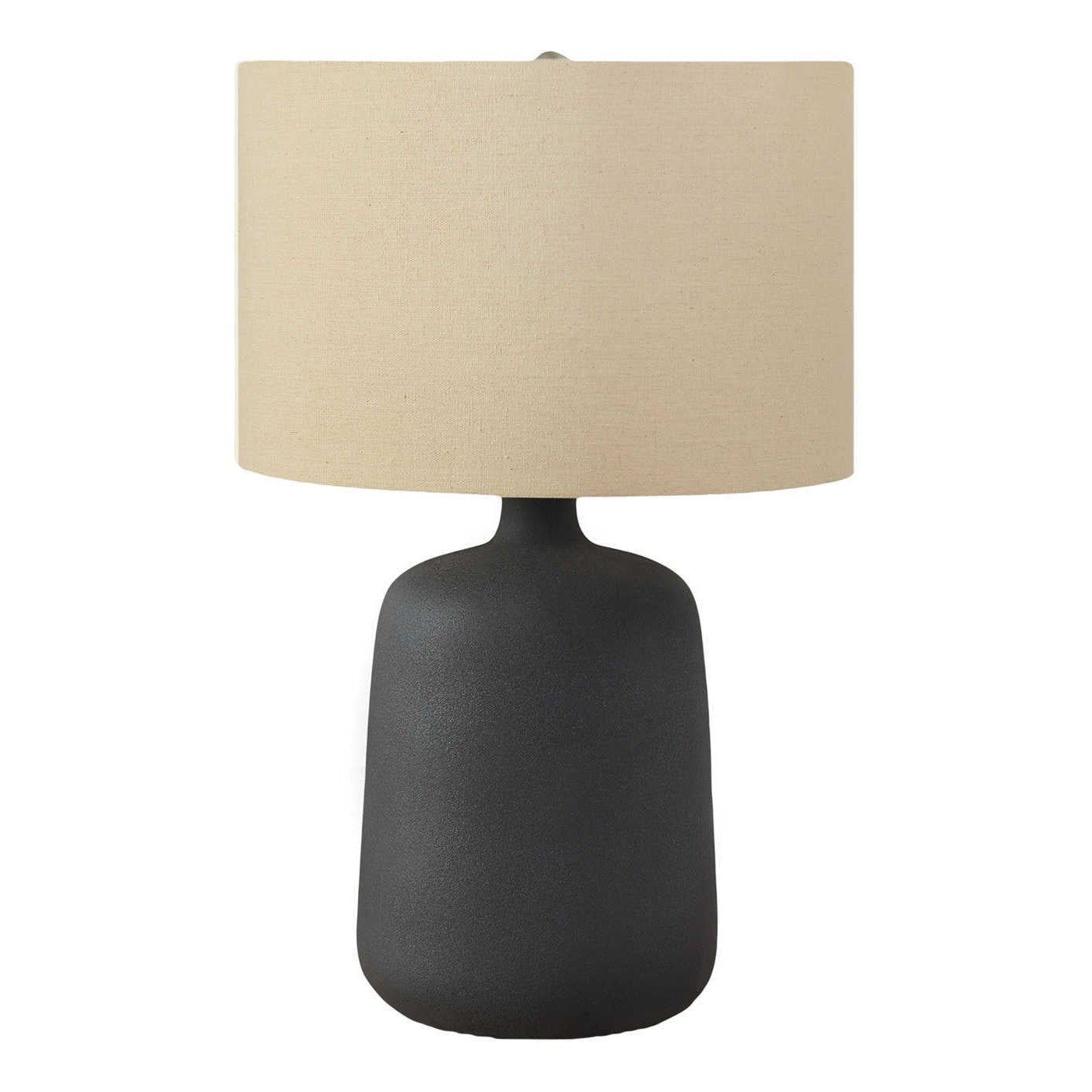 LIGHTING - 24"H TABLE LAMP BLACK CERAMIC / BEIGE SHADE