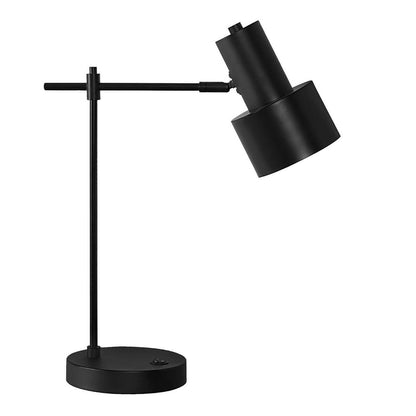 LIGHTING - 21"H TABLE LAMP BLACK METAL/BLACK SHADE/USB