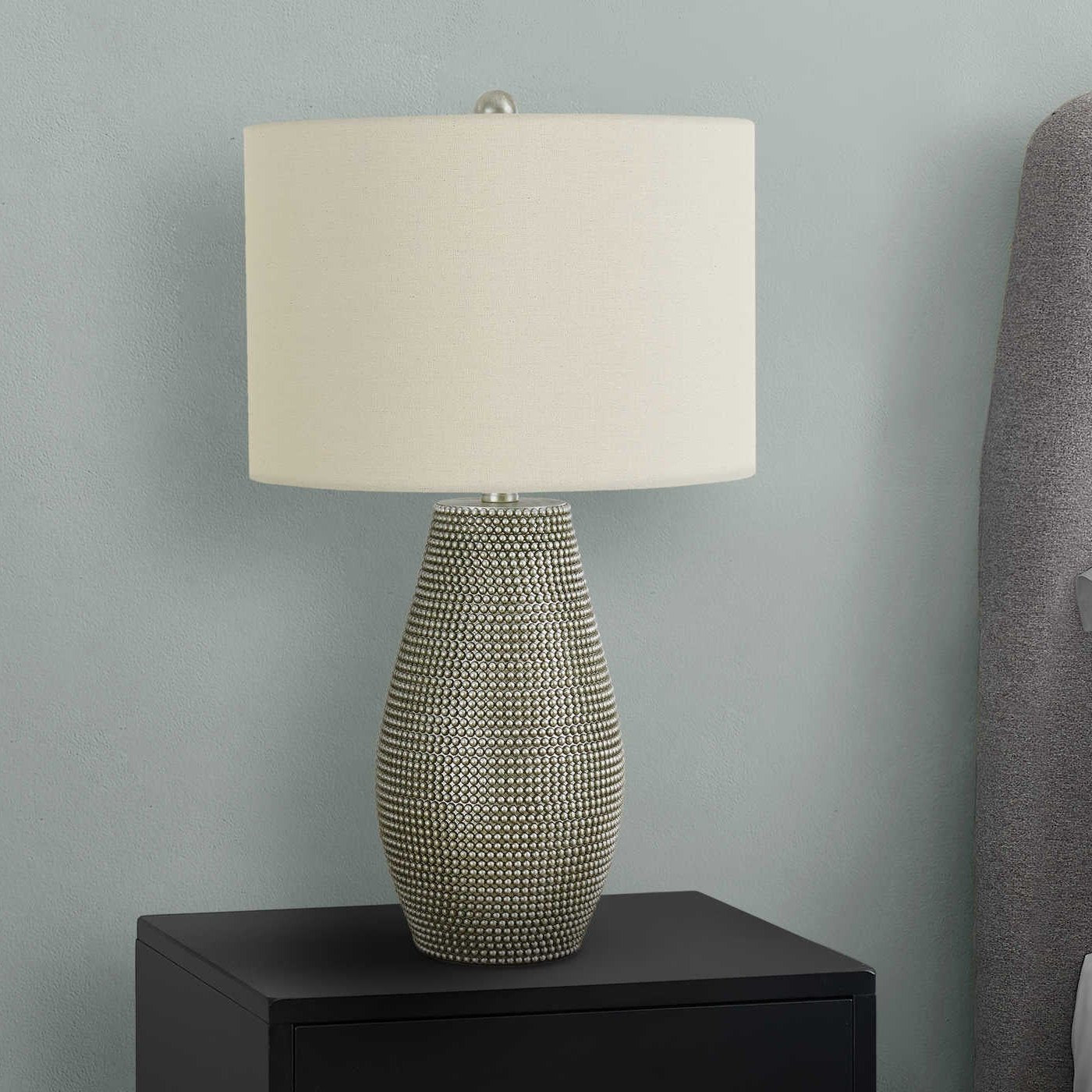 LIGHTING - 24"H TABLE LAMP GREY RESIN / IVORY SHADE