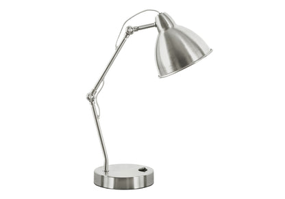 LIGHTING - 17"H DESK LAMP NICKEL METAL/NICKEL SHADE/USB