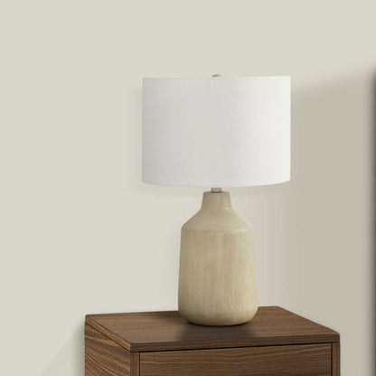 LIGHTING - 24"H TABLE LAMP BEIGE CONCRETE / IVORY SHADE