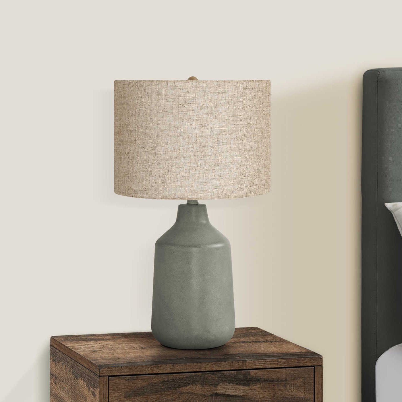 LIGHTING - 24"H TABLE LAMP GREY CONCRETE / BEIGE SHADE