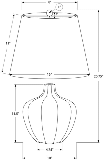 LIGHTING - 21"H TABLE LAMP CREAM RESIN  / IVORY SHADE