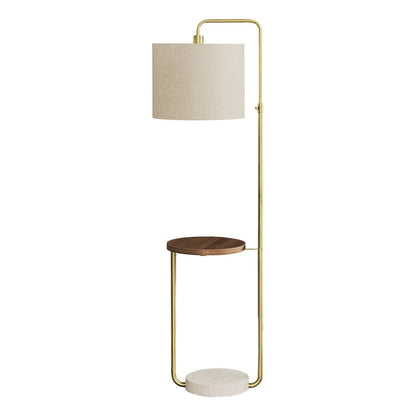 LIGHTING - 67"H FLOOR LAMP BRASS METAL / BEIGE / USB