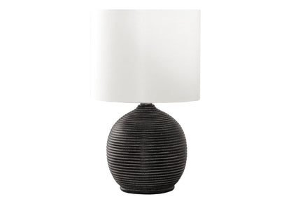 LIGHTING - 16"H TABLE LAMP BLACK RESIN / IVORY SHADE