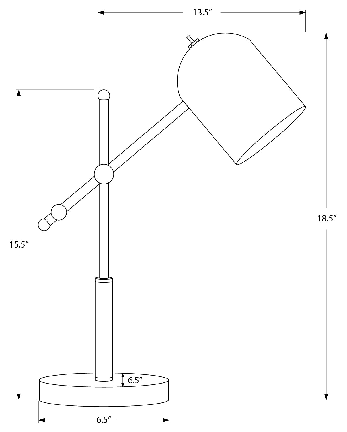 LIGHTING - 18"H DESK LAMP BRASS METAL / BLACK SHADE