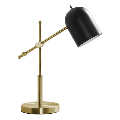 LIGHTING - 18"H DESK LAMP BRASS METAL / BLACK SHADE